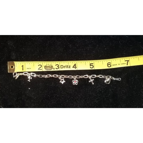 Claire's 6" Charm Bracelet - Dolphin, Daisy, Cross, Start & Heart - Picture 2 of 4
